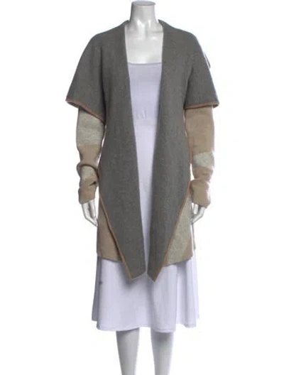 Pre-owned Lafayette 148 Cashmere Colorblock Pattern Sweater In Grey