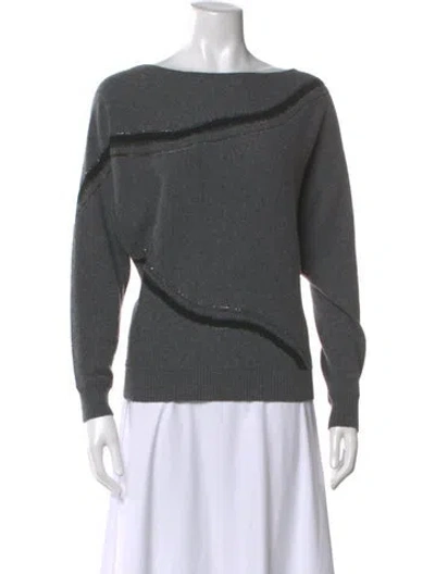 Pre-owned Lafayette 148 Cashmere Cowl Neck Sweater In Gray