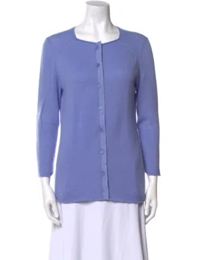Pre-owned Lafayette 148 Cashmere Crew Neck Sweater In Blue