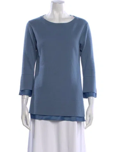 Pre-owned Lafayette 148 Cashmere Crew Neck Sweater In Blue
