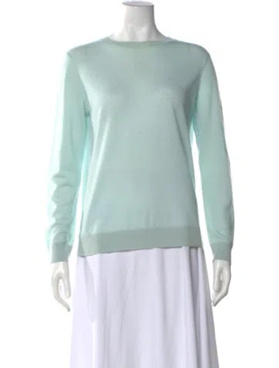Pre-owned Lafayette 148 Cashmere Crew Neck Sweater In Blue