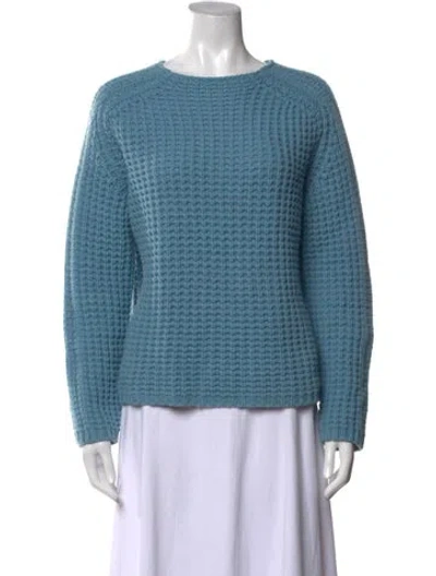 Pre-owned Lafayette 148 Cashmere Crew Neck Sweater In Blue
