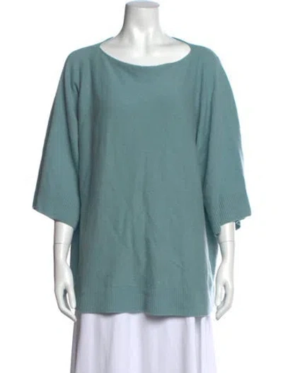 Pre-owned Lafayette 148 Cashmere Crew Neck Sweater In Blue