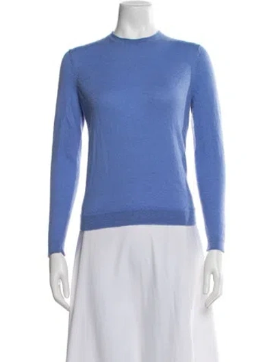 Pre-owned Lafayette 148 Cashmere Crew Neck Sweater In Blue