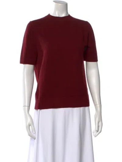 Pre-owned Lafayette 148 Cashmere Crew Neck Sweater In Burgundy
