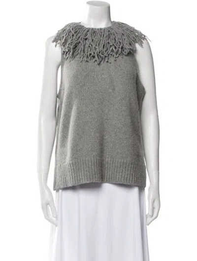 Pre-owned Lafayette 148 Cashmere Crew Neck Sweater In Gray