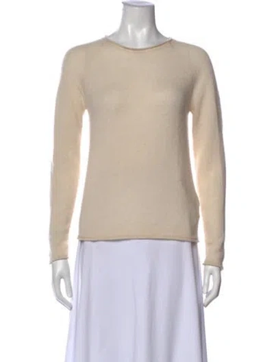 Pre-owned Lafayette 148 Cashmere Crew Neck Sweater In Neutral