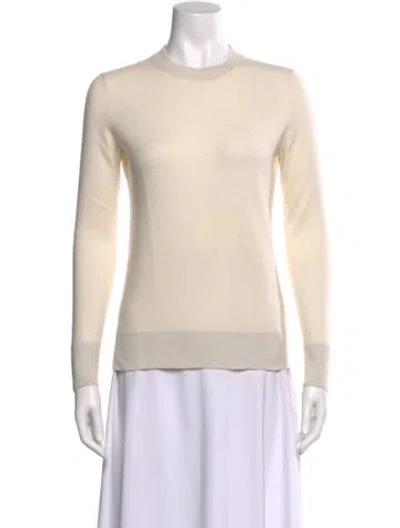 Pre-owned Lafayette 148 Cashmere Crew Neck Sweater In Neutral