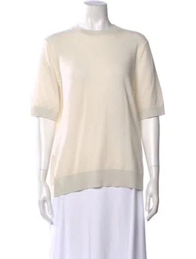 Pre-owned Lafayette 148 Cashmere Crew Neck Sweater In Neutral