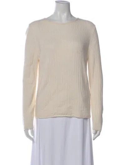 Pre-owned Lafayette 148 Cashmere Crew Neck Sweater In Neutral
