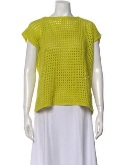 Pre-owned Lafayette 148 Cashmere Crew Neck Sweater In Yellow
