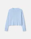 Lafayette 148 Cashmere Crewneck Cropped Sweater In Blue