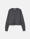 Lafayette 148 Cashmere Cropped Crewneck Sweater In Gray