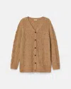 Lafayette 148 Cashmere Donegal Cable Knit Button Front Cardigan In Brown