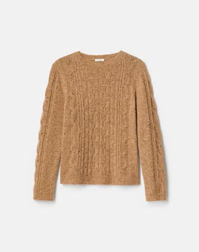 Lafayette 148 New York Cashmere Donegal Cable Sweater In Brown
