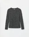 Lafayette 148 Cashmere Donegal Cable Knit Crewneck Sweater In Gray