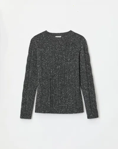 Lafayette 148 Cashmere Donegal Cable Knit Crewneck Sweater In Gray