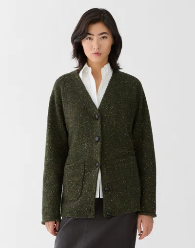 Lafayette 148 Cashmere Donegal V-neck Cardigan In Forest Multi