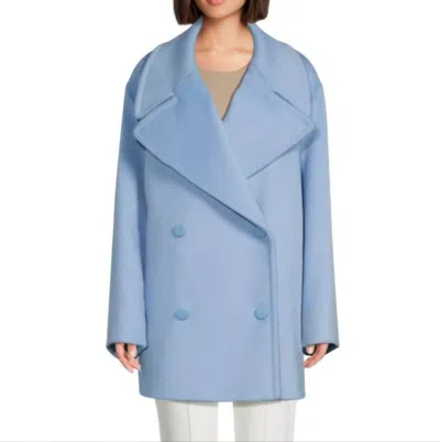 Lafayette 148 Cashmere Double Breasted Peacoat In Cool Blue