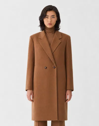 Lafayette 148 Cashmere Double Face Car Coat In Vicuna