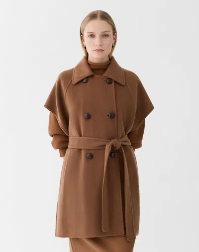 Lafayette 148 Cashmere Double Face Trench Poncho In Vicuna