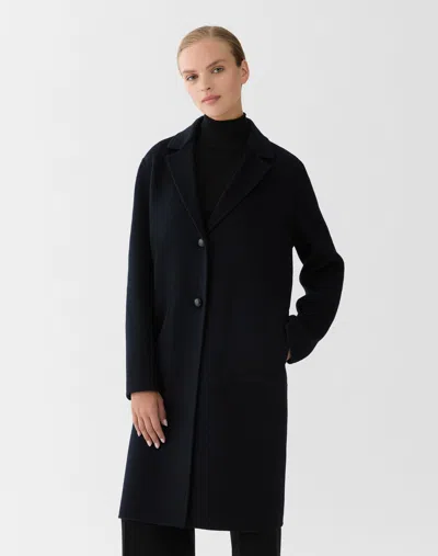 Lafayette 148 Cashmere Double Face Two Button Coat In Black