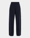 Lafayette 148 Cashmere Double-knit Pull-on Pants In Blue