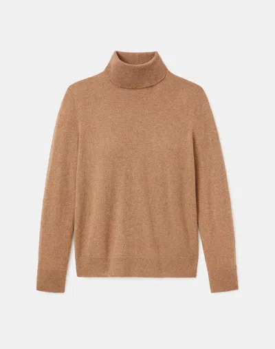 Lafayette 148 Cashmere Fitted Turtleneck Sweater In Cammello Melange