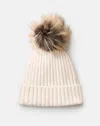 Lafayette 148 Cashmere Fox Pom Ribbed Beanie In Neutral