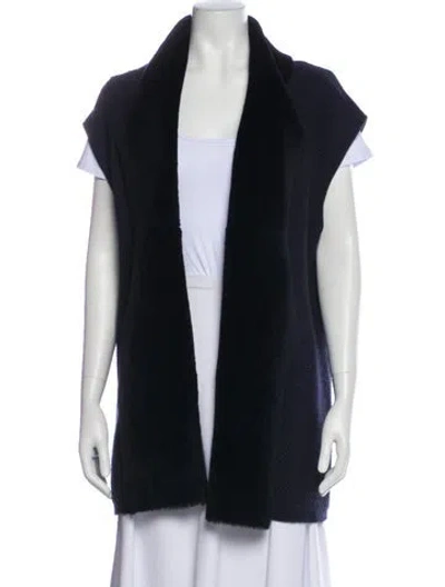 Pre-owned Lafayette 148 Cashmere Fur Jacket In Blue