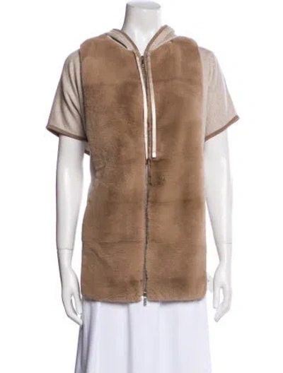 Pre-owned Lafayette 148 Cashmere Fur Jacket In Neutral