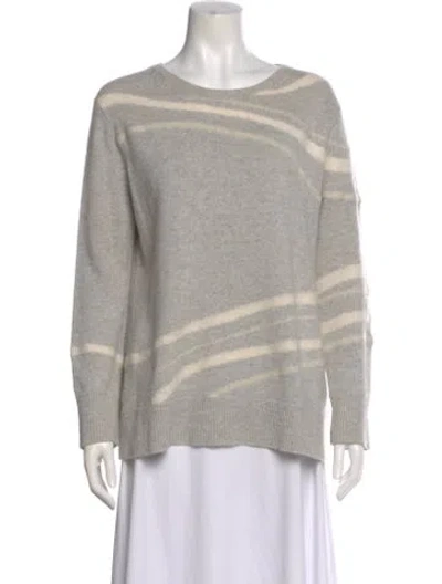 Pre-owned Lafayette 148 Cashmere Graphic Print Sweater In Gray