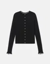 Lafayette 148 Cashmere Hand-beaded Trim Cardigan In Black