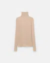 Lafayette 148 Cashmere Jersey Elongated Fitted Turtleneck In Pink