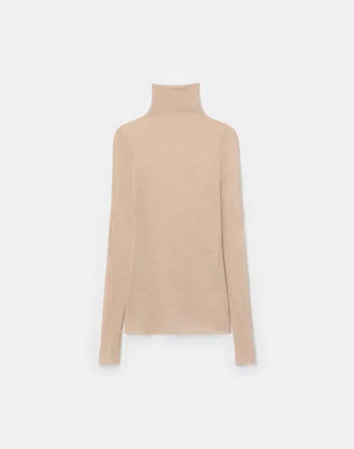 Lafayette 148 Cashmere Jersey Elongated Fitted Turtleneck In Pink