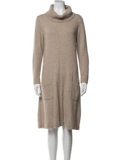 Pre-owned Lafayette 148 Cashmere Knee-length Dress In Neutrals