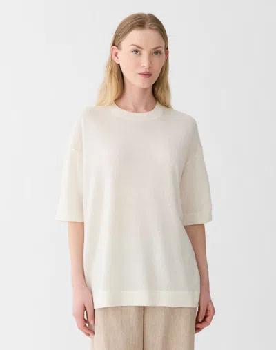 Lafayette 148 Cashmere Linen Knit T-shirt In Gray