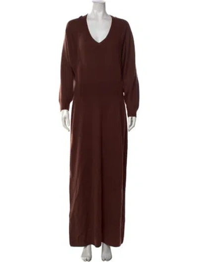 Pre-owned Lafayette 148 Cashmere Long Dress In Brown