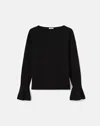 Lafayette 148 Cashmere Metallic Ruffle Cuff Sweater In Black