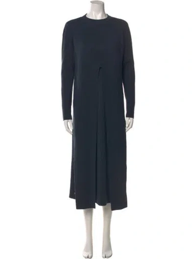 Pre-owned Lafayette 148 Cashmere Midi Length Dress In Blue