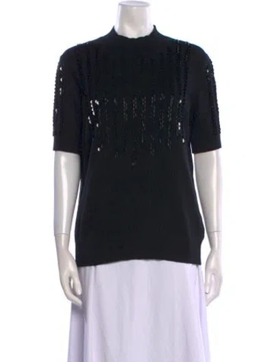 Pre-owned Lafayette 148 Cashmere Mock Neck Sweater In Black