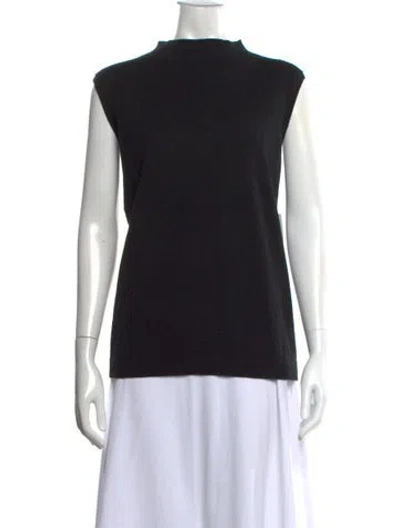 Pre-owned Lafayette 148 Cashmere Mock Neck Sweater In Black