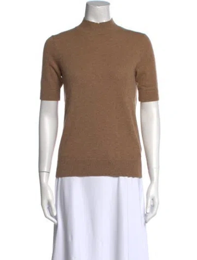 Pre-owned Lafayette 148 Cashmere Mock Neck Sweater In Brown