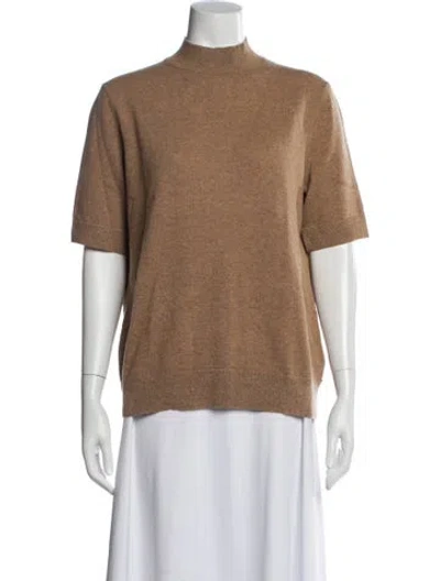 Pre-owned Lafayette 148 Cashmere Mock Neck Sweater In Brown