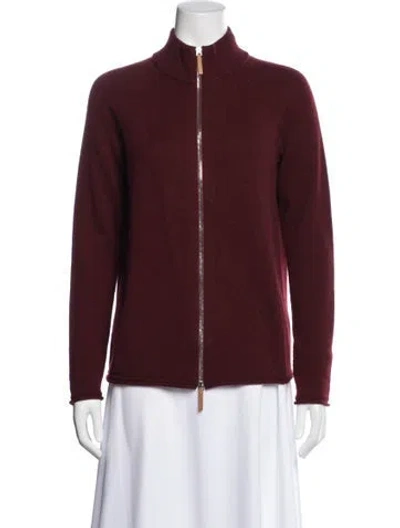 Pre-owned Lafayette 148 Cashmere Mock Neck Sweater In Burgundy