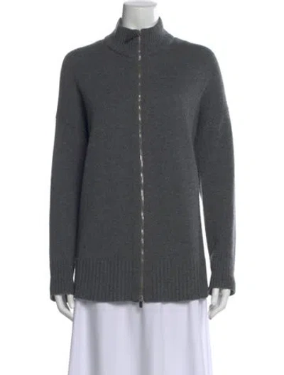 Pre-owned Lafayette 148 Cashmere Mock Neck Sweater In Gray