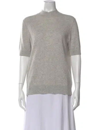 Pre-owned Lafayette 148 Cashmere Mock Neck Sweater In Gray