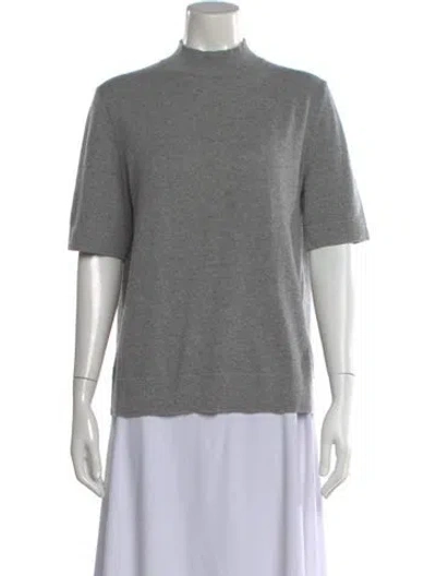 Pre-owned Lafayette 148 Cashmere Mock Neck Sweater In Gray