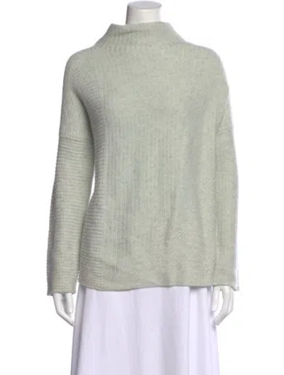 Pre-owned Lafayette 148 Cashmere Mock Neck Sweater In Gray