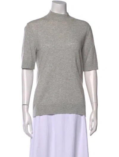 Pre-owned Lafayette 148 Cashmere Mock Neck Sweater In Gray